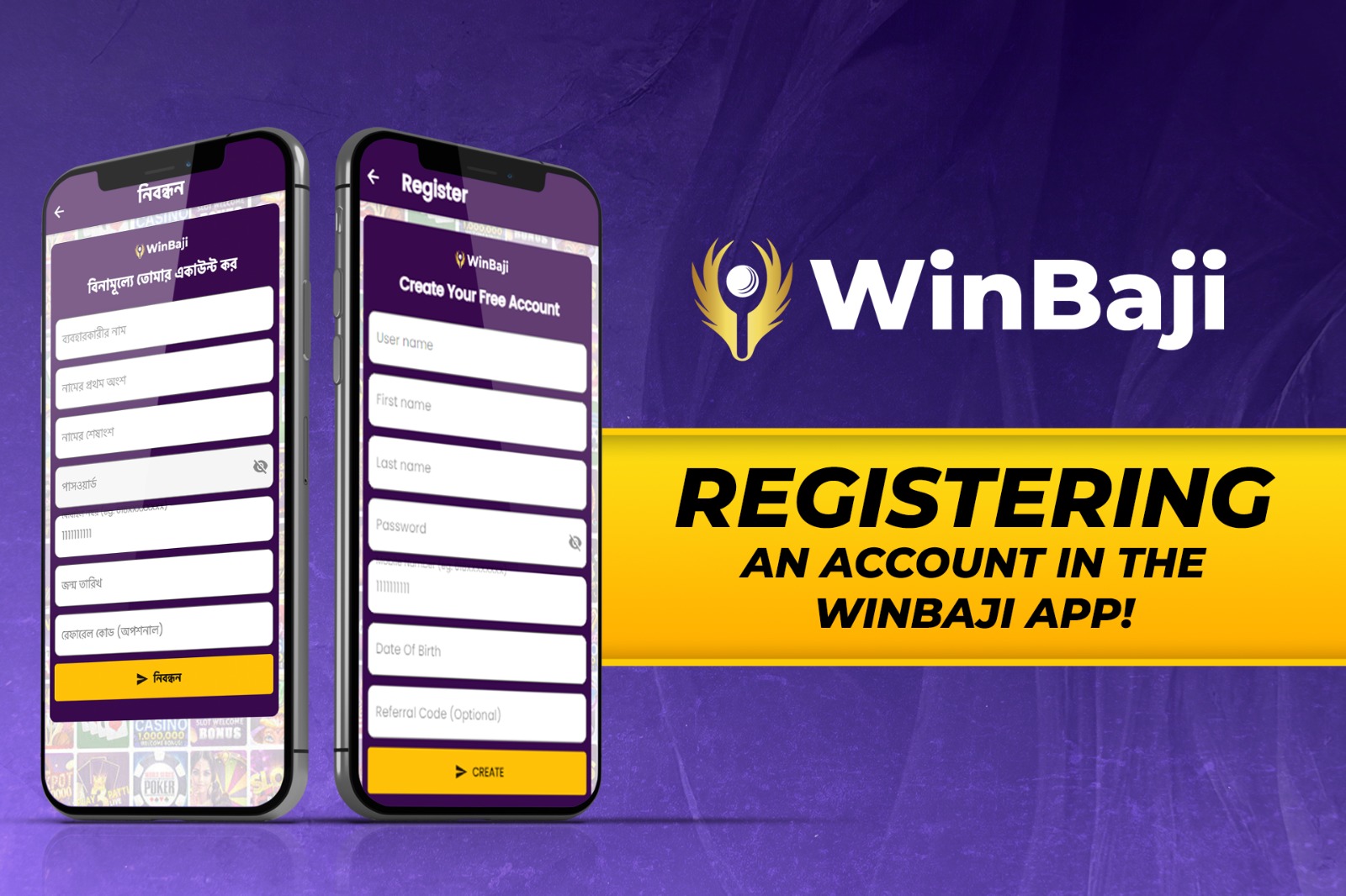 Registering an Account in the WinBaji App