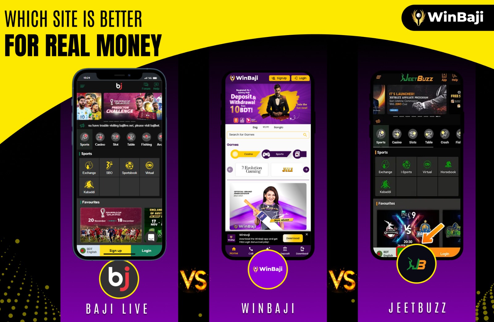 JeetBuzz vs. Baji Live vs. WinBaji: Which Site is Better for Real Money?